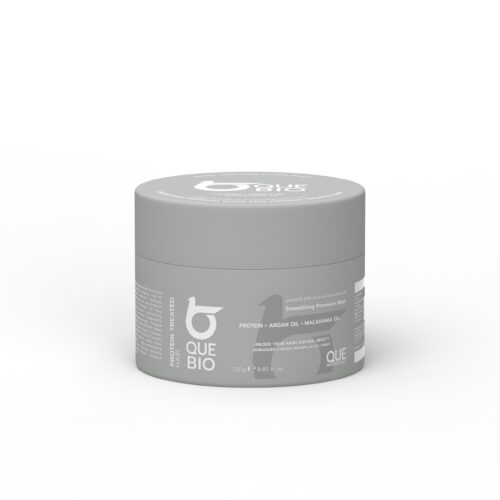 QUE BIO Smoothing Premium Hair Mask - Plaukų atstatomoji kaukė su baltymais, argano ir makadamijos aliejais