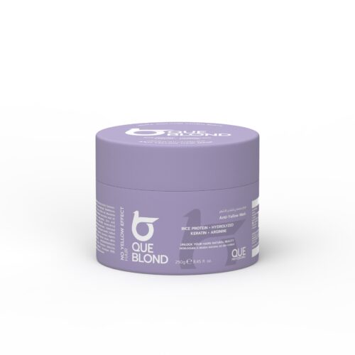 QUE BLOND Anti-Yellow Hair Mask - Violetinė plaukų kaukė blond plaukams su keratinu ir ryžių proteinais