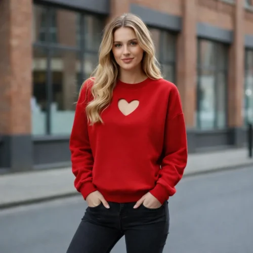 Moteriškas džemperis su širdelės iškirpte one size