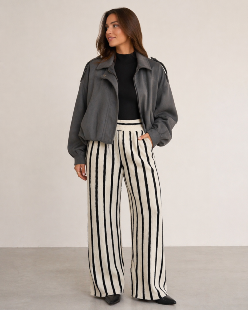 Dirbtinės verstos odos bomberis oversize